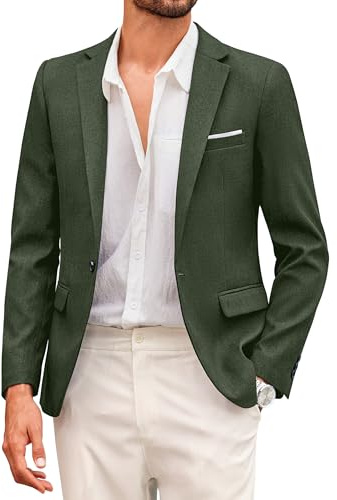 Coofand Vardaglig kostymkavaj för män, blazer, lätt och sportig med en knapp, linnetextur