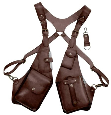 Perfeclan Bolso de hombro para las axilas, bolsillo antiladrones, bolso de hombro multiusos para hombres y mujeres con doble almacenamiento, marrón