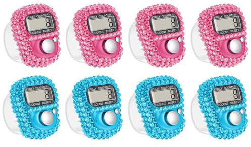 Hitopin 8PCS Electronic Finger Counter, Electronic Handheld Tally Counter, Digital Electronic Tasbeeh Counters, Manual Digital Clicker, For Row People, Score, Inventory, Store (Pink, Blue)