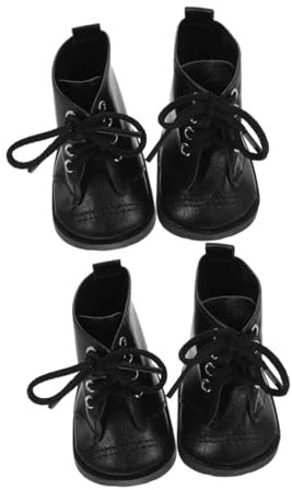 JOINPAYA 2 Paar Mädchen-puppenstiefel: Puppe Pu-Schuhe Black Dekorative Pu-Lederschuhe Puppe Verkleiden Sich Schuhe Mädchenpuppenschuhe Stiefel Für Puppenstubenpuppen