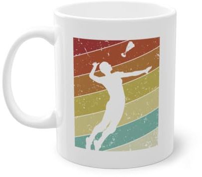 Retro handfjäderboll Indiacaspelare kaffekopp | Peteca backspel Indiaca kopp vit (01185C)
