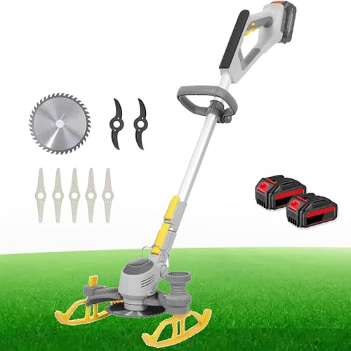 Cordless Electric Weed Eater, Battery-Powered Weed Eater, 3-in-1 Cordless Brush Cutter, Adjustable Height, for Lawn, Yard, and Garden