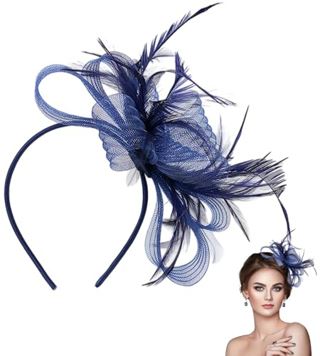 Navy Fascinators for Women, Elegant Navy Fascinators for Weddings Fashionable Fascinator Headband, Blue Fascinator Suitable to Wedding Accessories Dinners and Dances