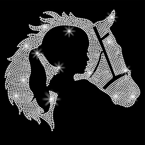 SUPERDANT Niñas y caballos para planchar, diamantes de imitación, cristales de animales, pegatinas de transferencia de calor, para planchar, diamantes de imitación para mujeres y niñas, camisetas