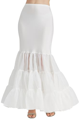 BEAUTELICATE Sottogonna Sposa Fishtail Sirena Donna Cerchio Crinolina Lungo Abito Vestito da Sposa per Nozze Comunione Festa