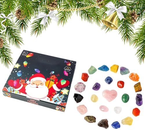 Bkljkf Adventskalender - 24 dagars pedagogiska leksaker - kalender dekor med geologiska stenar - för meditation yoga vardagsrum sovrum tonåringar flickor