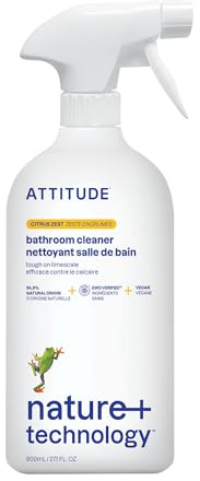 ATTITUDE Bathroom Cleaner, EWG Verified, Plant- and Mineral-Based Ingredients, Vegan Household Products, Citrus Zest, 800 mL