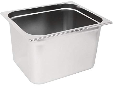 Vogue Stainless Steel 2/3 Gastronorm Tray 200 mm Deep, Silver, Capacity: 15.7 Litre, Size: 325(H) x 354(W) x 200(D)mm, Buffet Station Tray, GM315