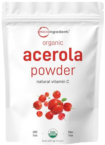 Organic Acerola Powder, 8oz | Natural Organic Vitamin C Superfood | No Sugar & Additives | Great Flavor for Drinks, Smoothie, & Beverages | Non-GMO & Vegan Friendly, Brazil Origin
