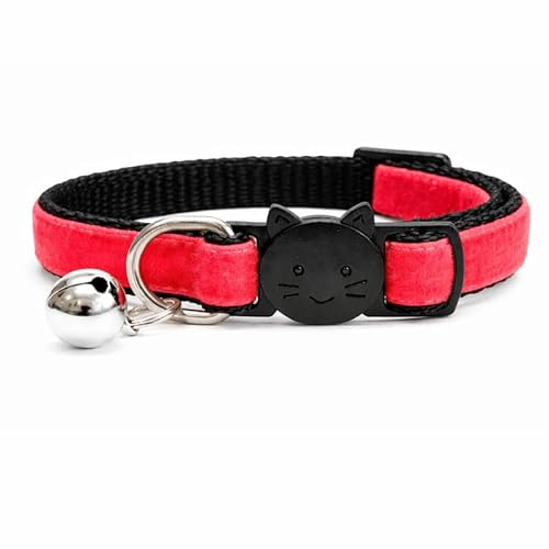 Velvet Cat Collars with Bell | Quick Safety Release Breakaway Buckle | Handmade in the UK | Available in Cat & Kitten Size | Fuchsia Pink Velvet