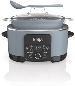 Ninja MC1001 Foodi PossibleCooker PRO 8.5 Quart Multi-Cooker, with 8-in-1 Slow Cooker, Dutch Oven, Steamer, Glass Lid Integrated Spoon, Nonstick, Oven Safe Pot to 500°F, Sea Salt Gray