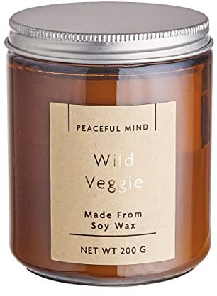 BUTLERS Duftkerze im Glas mit Schraubdeckel -Wild Veggie Peaceful Mind- Natürliche Sojawachs-Kerze Mind. 30 Std. Brenndauer | Aromakerzen & Aromatherapie-Duft für den Winter