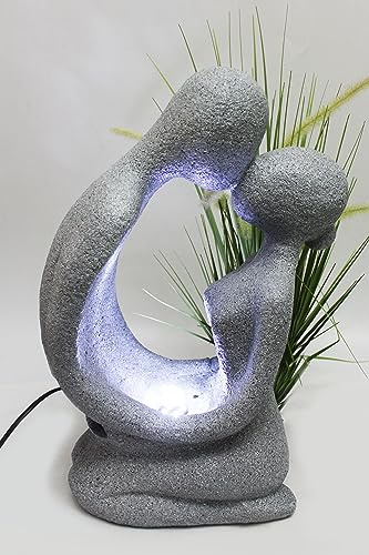 Moderner Springbrunnen BK701 Zimmerbrunnen 48 cm Gartenbrunnen mit Beleuchtung Granit Optik Skulptur Design