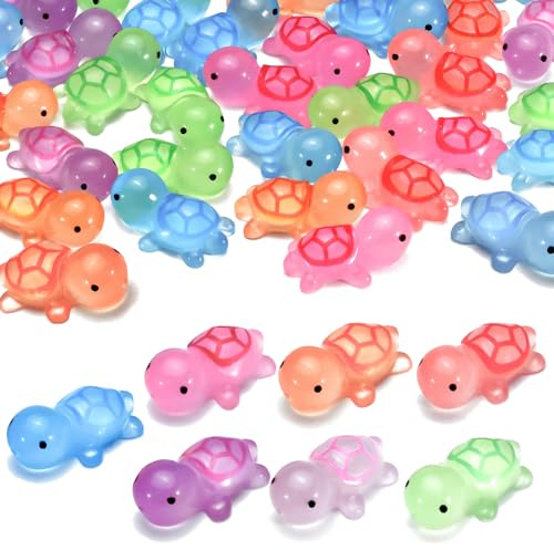 50pcs Mini Resin Turtles, Mix Color Mini Resin Turtle for Garden, Mini Sea Animals for Party Decorations