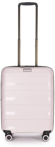 Stratic Straw + Hartschalen-Koffer Trolley Handgepäck Koffer klein Reisekoffer, nachhaltig, 4 Rollen, erweiterbar, TSA-Schloss (Größe S, Rose)