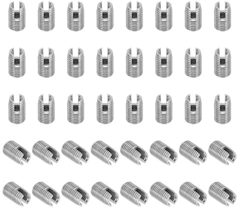 PATIKIL Självgängande gänginsats, 40 st M4 x M6,5 x 10 mm gänginsatser 303 rostfritt stål gängad adapter reducerare slitsad skruv reparation insatser
