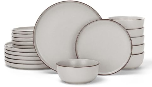 Richmount Mercury Servicio de Mesa 18 Piezas, Cerámica para 6 Personas con Platos y Cuencos, Microondas y Lavavajillas, Gris Claro