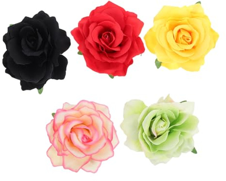ABOOFAN Têtes de Roses Artificielles Fleurs en Tissu Légères et Élégantes 5pcs en Polyester Accessoires sans Entretien pour Décoration de Mariage pour DIY et Mur Floral