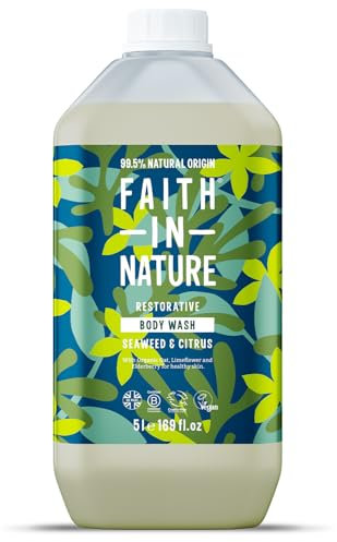 Faith In Nature Natural Seaweed & Citrus Body Wash, Restorative Shower Gel, Vegan & Cruelty Free, No SLS or Parabens, 5L Refill Pack