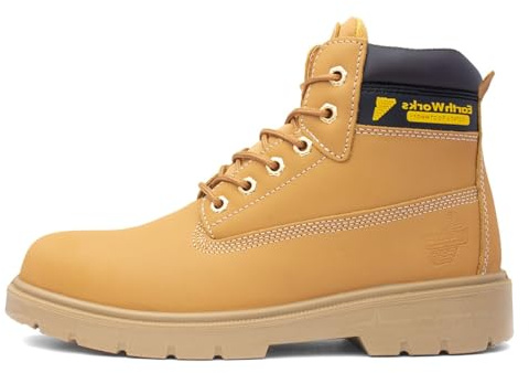 EarthWorks Safety - EarthWorks Hammer Mens Lace Honey Safety Boot - Size 7 UK - Gold