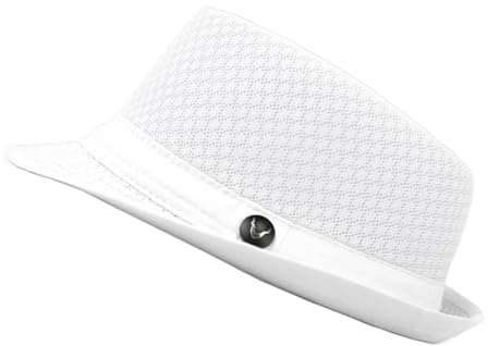 The Hat Depot Light Weight Classic Soft Cool Mesh Crushable Fedora hat (S/M, White)