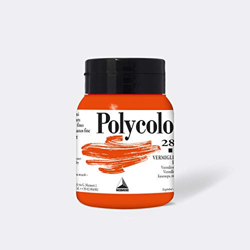 Maimeri POLYCOLOR 500 ml, Feine Vinylfarbe, Farbton Zinnoberrot (imit.)