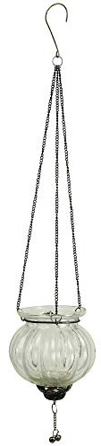 HomArt 9621-0 Naya Hanging Tealight Holder with Tassel, 18-inch Height, Glass and Metal