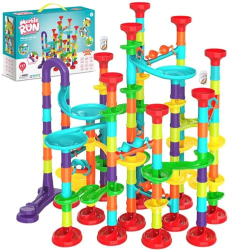 197 pcs Marble Run Race Toy Set, Construction Building Block Maze Toy Gift (197PCS)