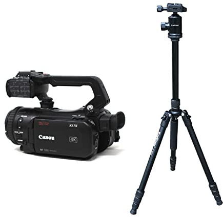 KamKorda Tripod + XA75 Professional UHD 4K Camcorder with Dual-Pixel Autofocus, Mini-HDMI and 3G-SDI Outputs, 1 CMOS Sensor, DIG!C DV 6 Processor, Up to UHD 4K30 Video Recording + 2 Year Warranty