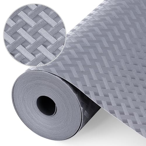 Origuuds Shelf Liners, Non-Adhesive Drawer Liner, Waterproof & Oil-Proof Kitchen Cabinet Cupboard Liner Plastic EVA Material BPA Free Fridge Liner Mats Paper Protector for Shelves (Grey/12in x 120in)