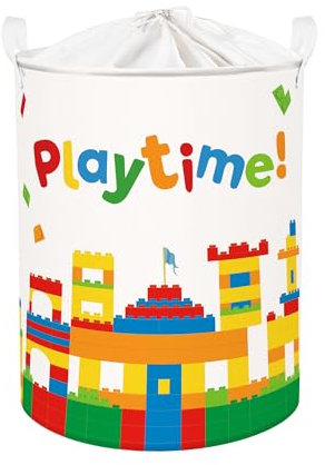 Clastyle Ceste Biancheria Bambini Studio Cestino Giocattoli Vestiti Impermeabile per Ragazzo Ragazza Cestino Portaoggetti per Bagno Cameretta Bucato, Tempo Gioco, 40 * 50 cm