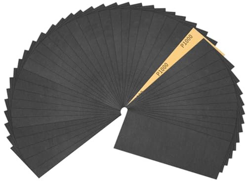Sruhrak 30 Pezzi Carta Abrasiva 93x230mm Impermeabile Carta Vetrata Grana 1000 Levigatura per la Lucidatura Fine di Legno, Metallo, Resine e Plastica