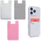 4Pcs Phone Card Holder, Silicone Phone Wallet Stick on Self Adhesive Credit Card Holder for Phones Case Compatible for Most of Cell Phones (White, Pink, Gray)