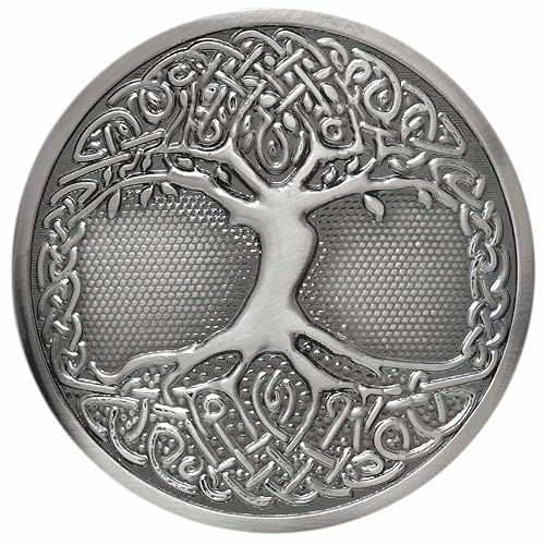 Celtic Tree of Life Kilt Belt Buckle – Traditional Scottish Design with Antique Finish, Ideal for Kilts and Highland Attire (Silver Antique)