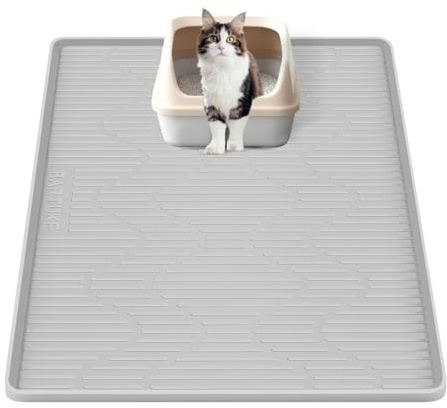 Bartuke Silicone Cat Litter Mat, 24 x 24 Large Square Cat Litter Box Mat