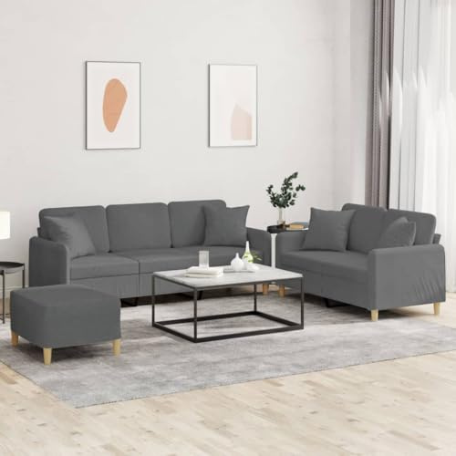 RJPLMFV Set di Divani 3 pz con Cuscini Grigio Scuro in Tessuto Couch Divano multifunzionale Adatto per camere da letto