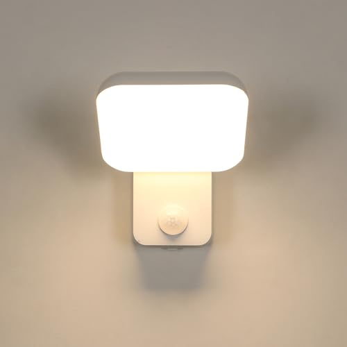 Comely Lampada da parete all'aperto con sensore di movimento e sensore crepuscolo 16W LED bianco IP65 3000K lampada da parete bianca calda per giardino terrazza balcone ingresso area