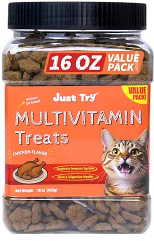 Just Try Cat Multivitamin Treats with L-Lysine for Cat Immune Support 453g
