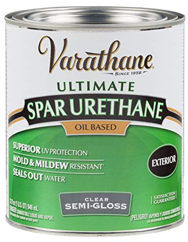 Varathane 242186H Classic Clear Oil Based Outdoor Spar 275 Voc Urethane, Quart, Semi-Gloss Finish