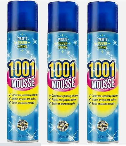 3 x 1001 Carpet Mousse Carpet & Upholstery Stain Remover 350ML. Packaging may vary.