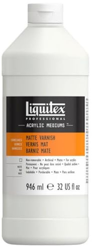 Liquitex 5232 Professional matter Firnis, Schlussfirnis für Acrylfarben - seidenmatte Oberfläche, nicht gilbend, alterungsbeständig, schnell trocknend, Archivqualität - 946ml Flasche, Farblos, Professional matter Firnis - 946ml Flasche