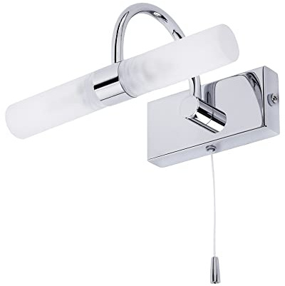 LITECRAFT Crista Wall Light Bathroom 2 Arm with Pull Switch - Polished Chrome