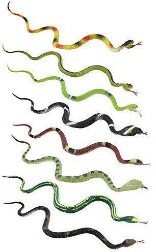 com-four® Ensemble de 8 Serpents en Caoutchouc - Petit Serpent réaliste, Cobra, vipère Aspic, additionneur, Reptile en Plastique - env. 34 cm de Long [la sélection varie] (08 pièces - coloré)