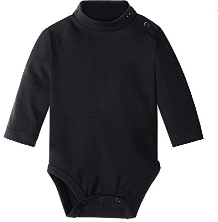 Hooyi Body à manches longues et col roulé pour bébé garçon et fille 3-36 mois - Noir - 24 mois