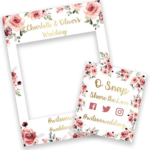 Personalised Wedding Selfie Frame Photobooth Prop Decoration for Creating Fabulous Memories of Your Special Day - Roses