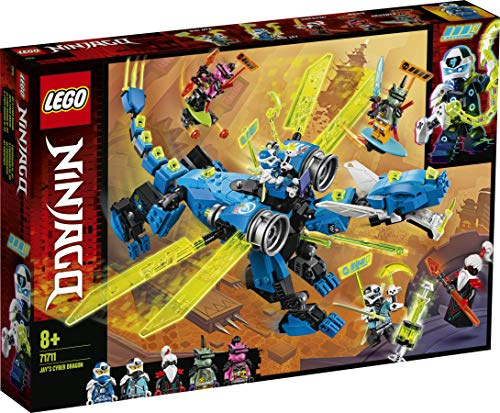 LEGO NINJAGO, Le cyber dragon de Jay, Set de construction avec figures Jay, Nya et Unagami, Figures d'action Prime Empire, 127 pièces, 71711