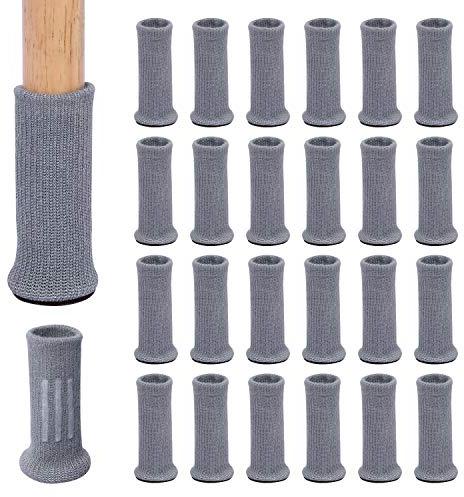 Ezprotekt 24pcs de Chaussette Chaise pour Pieds de Chaise, Pieds de Meubles, Patins Antidérapants pour Convient aux Pieds de Chaise de 1 à 2 de Diamètre, Gris