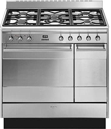 Smeg Concert 90cm Dual Fuel Double Oven Range Cooker - Stainless Steel