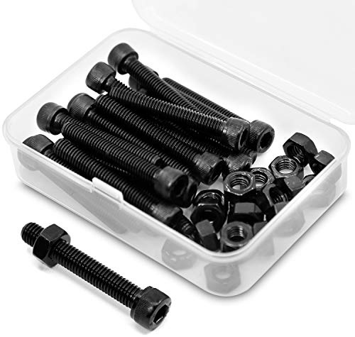 M6 x 50 mm 20 stycken insexskruv och mutter kombinationsbox cylinderskruvar med insexkant 12,9 grader kolstål