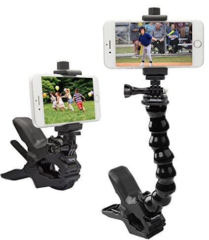 Suptig Phone Holder Desk Gooseneck Mount, Cell Phone Clamp Clip for Pole, Mobile Phone Mount Stand, Compatible for iPhone 16 Plus Phone 15 Pro Xs Max XR X 8 7 6 6s Plus and Other 4-7'' Device